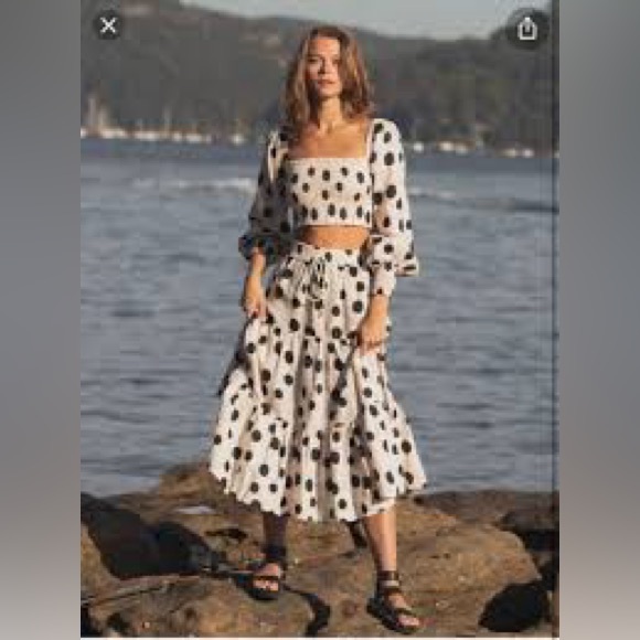 Kivari Rammy Polka Linen Skirt NWT SZ XS